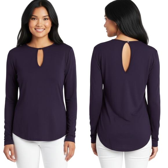 Laila Jayde Long Sleeve Keyhole Top Purple Ink NWT Size Small - Picture 1 of 8